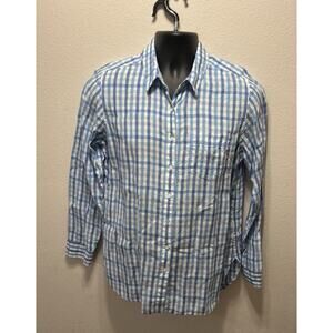 Vintage‎ LL Bean Shirt Adult Large Blue Plaid Check Cotton Men's Button Up